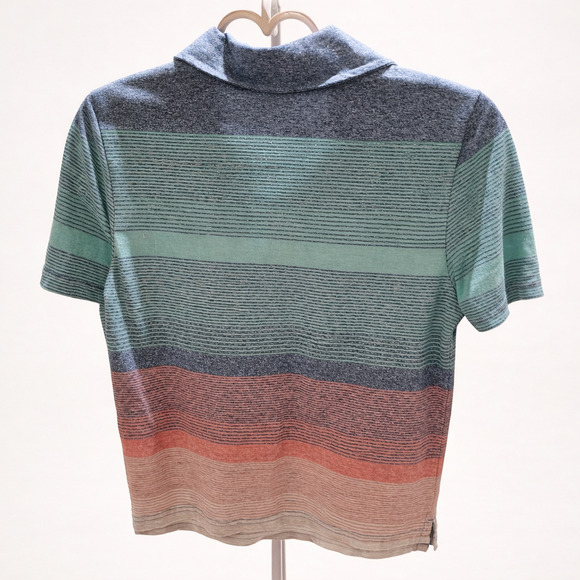 Arizona Boys Size S 8 Striped Polo Shirt Colorblock Casual Preppy School Style - Picture 2 of 8